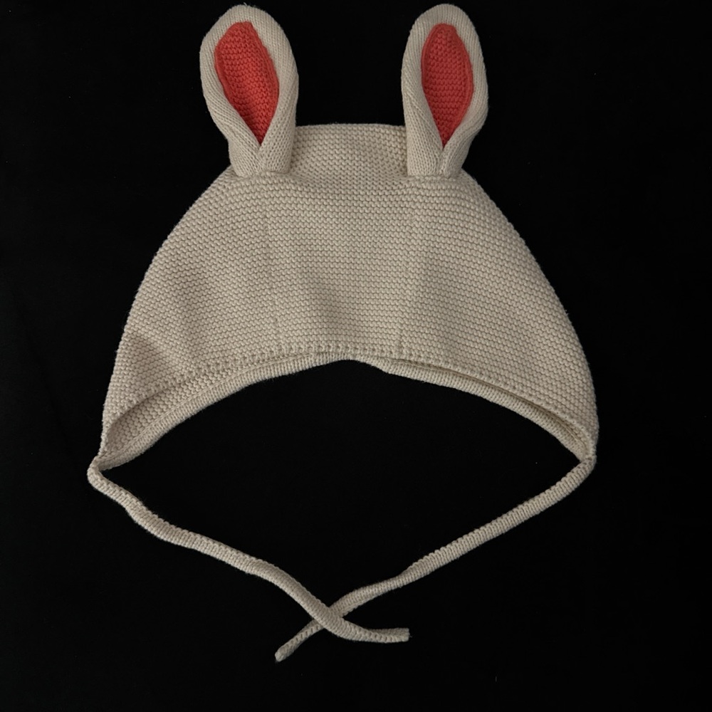 Boden Cream and Red Kids Bunny Ear Hat
